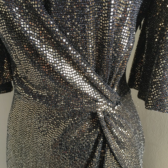 NWT Joseph Ribkoff Black/Gold Sequined Wrap Dress - Picture 11 of 14